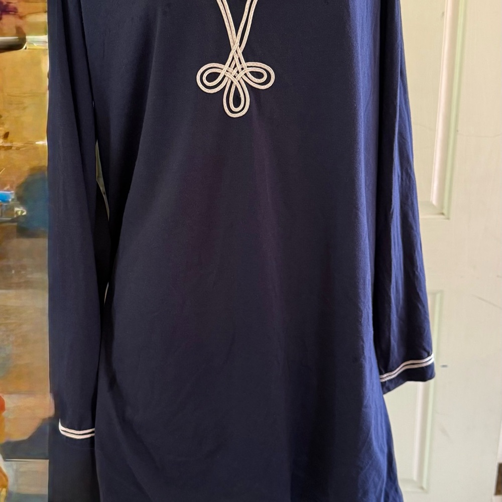 Dotti Dark Blue Bathing Suit Cover Up with White Details
